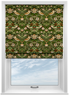 William Morris At Home Strawberry Thief Velvet, Nettle - Twist&Fit Roman Blind